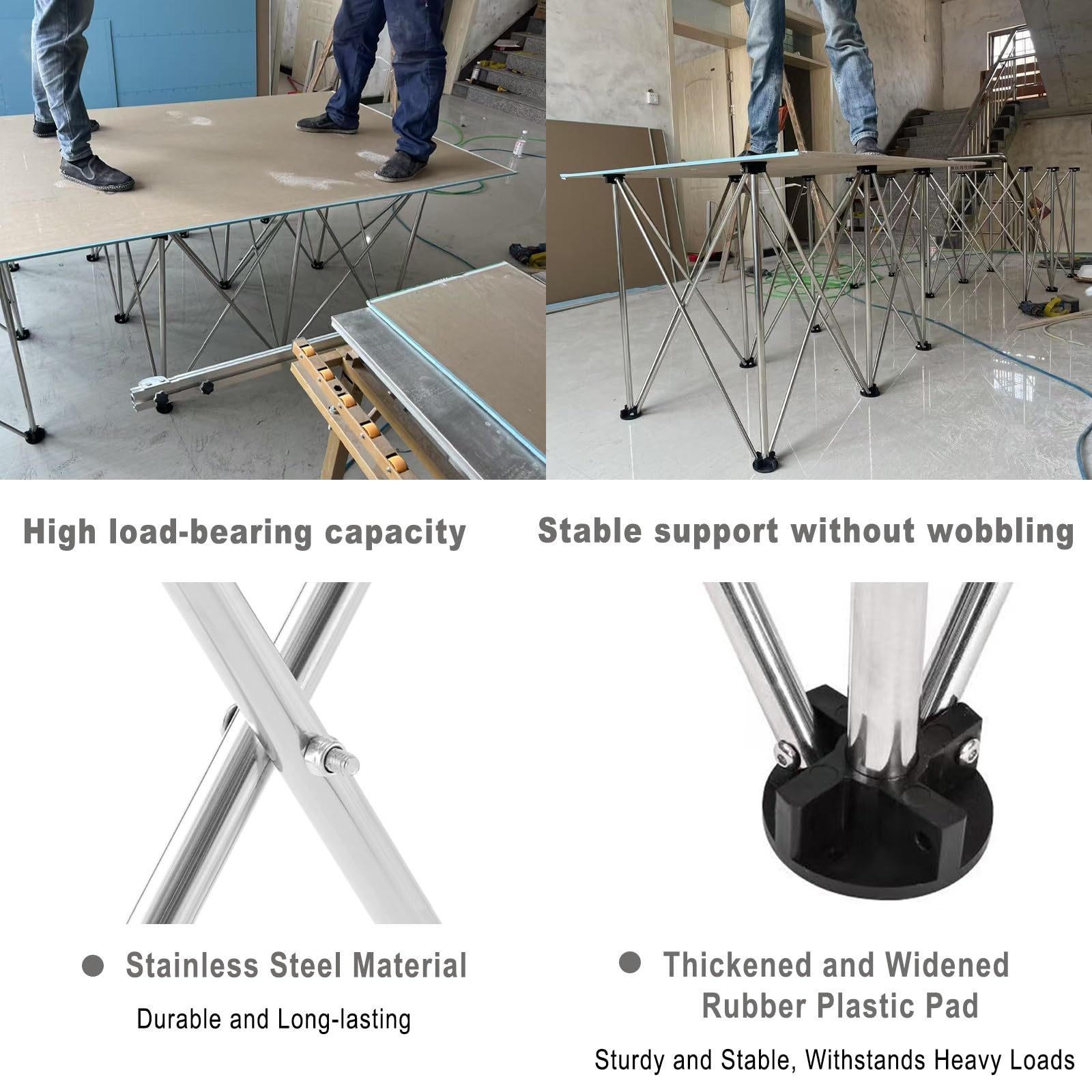 Banco de trabajo plegable resistente de acero inoxidable portátil con 6 patas, ideal para construcción y carpintería, incluye bolsa de almacenamiento, mesa versátil para lugares de trabajo