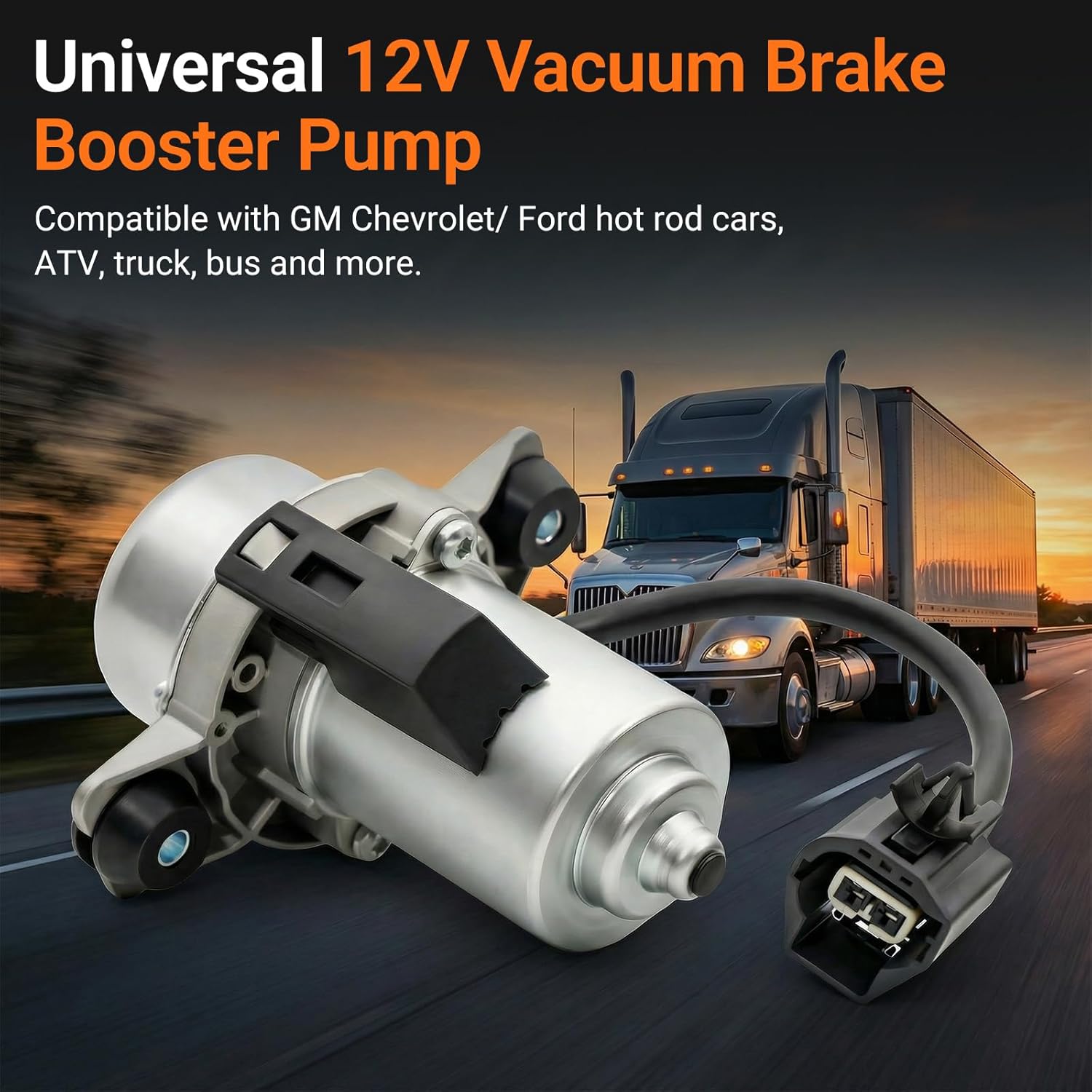 Durable 12V Brake Booster Vacuum Pump Kit - Reliable 25" Hg, Low Noise, Complete Plug & Play Installation (Compatible with Vehicles Needing Stable Brake Vacuum)