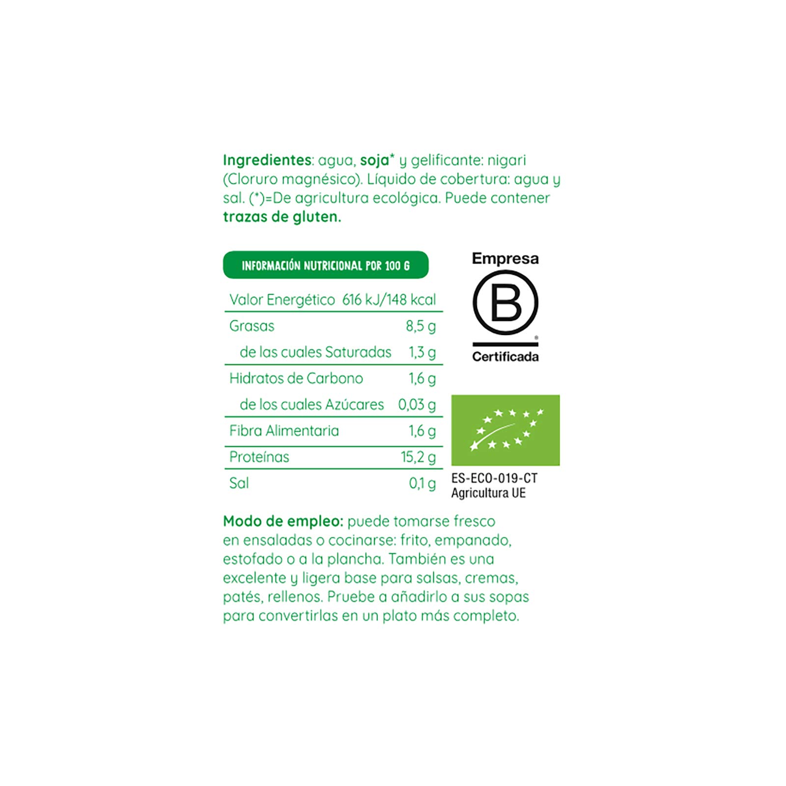 ECOCESTA MEJOR CADA DIA - Tofu Ecológico - Bote de 430 g - Apto para Veganos - Ayuda a Cuidar la Flora Intestinal - Alto Contenido en Proteínas - Indicada como Alternativa Vegetal a la Carne