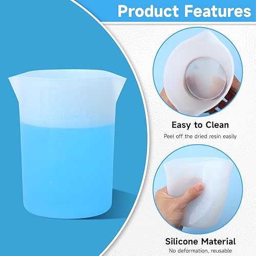 Miniatura 5 de Gartful Vasos medidores de silicona grandes de 15.2 fl oz, vasos de resina reutilizables de 15 onzas para epoxi, moldes de fundición, slime,