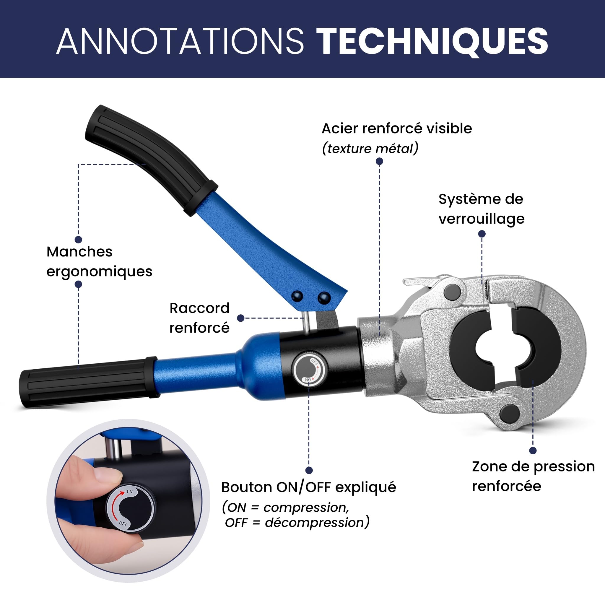 Pince à sertir multicouche & cuivre 10 mâchoires TH+V – Kit complet avec coupe-tube multicouche, calibreur, ébavureur cuivre – Compatible PER– NEEZRA