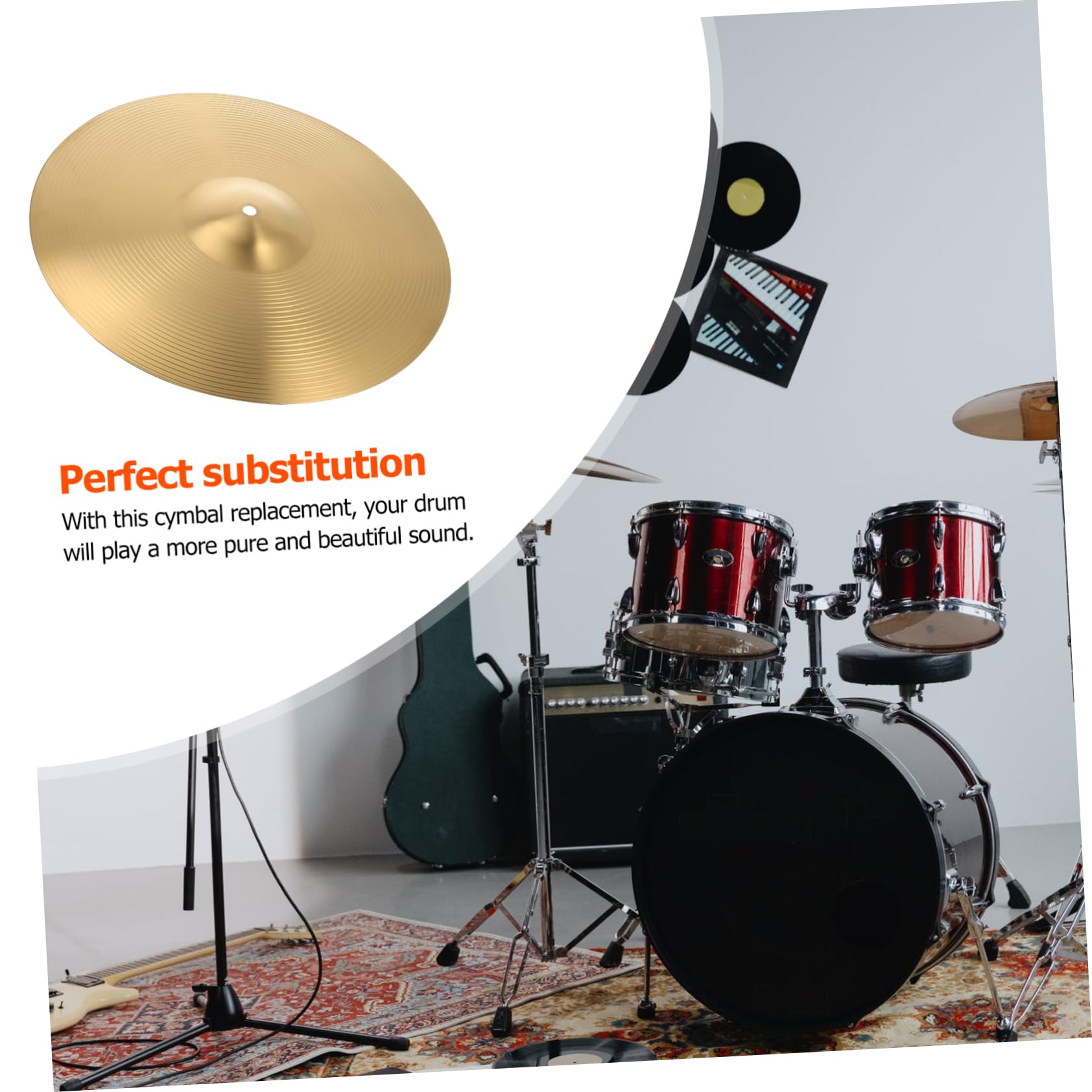 Parliky Practical Jazz Drum Cymbal 16-inch Sturdy Alloy Brass Material for Beginners