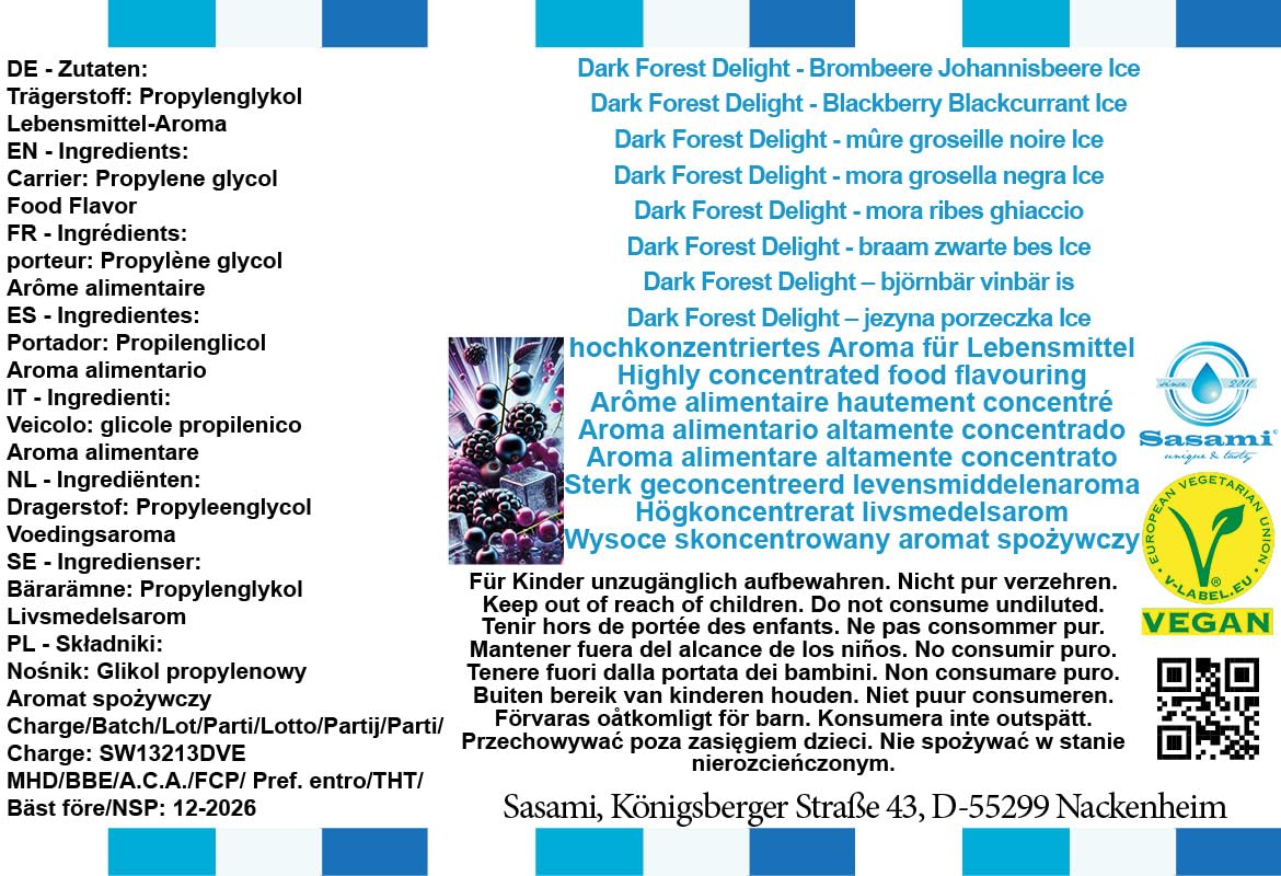 Dark Forest Delight - mora ribes ghiaccio aroma concentrato - vegano - Sasami - 100ml