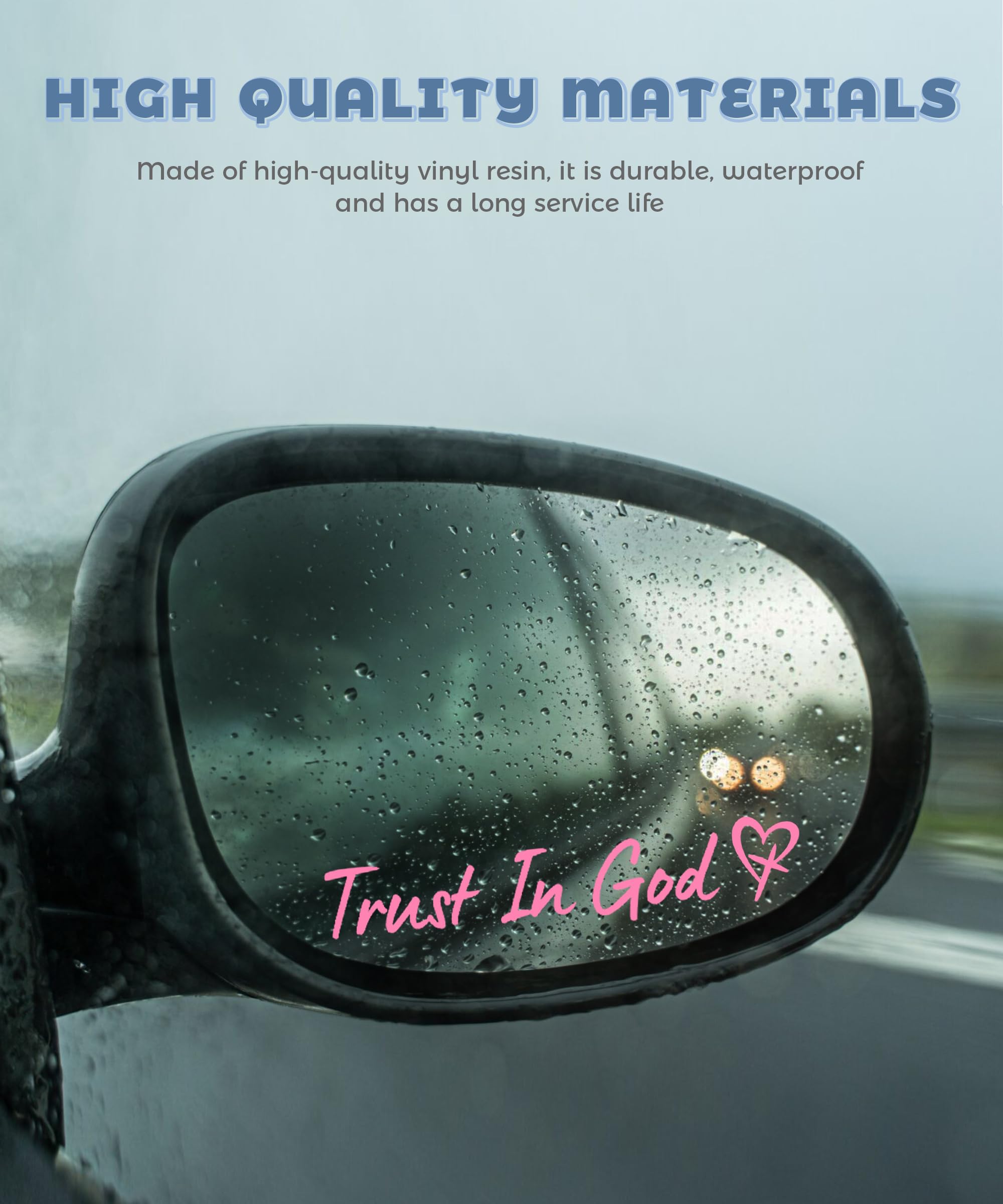 4PCS Car Stickers Car Accessories Trust in God Rearview Mirror Sticker Crystal Christian Sticker Rearview Mirror Accessories Car — view 3
