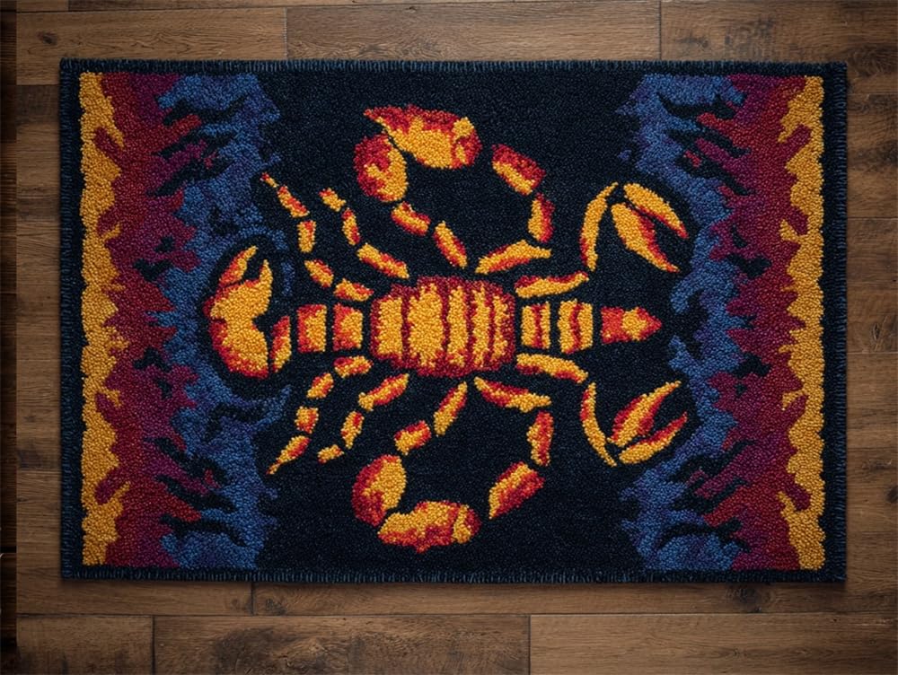 FWRTYCB DIY Crochet Carpet Kit Scorpion 20X15Inch Rug Making Kit
