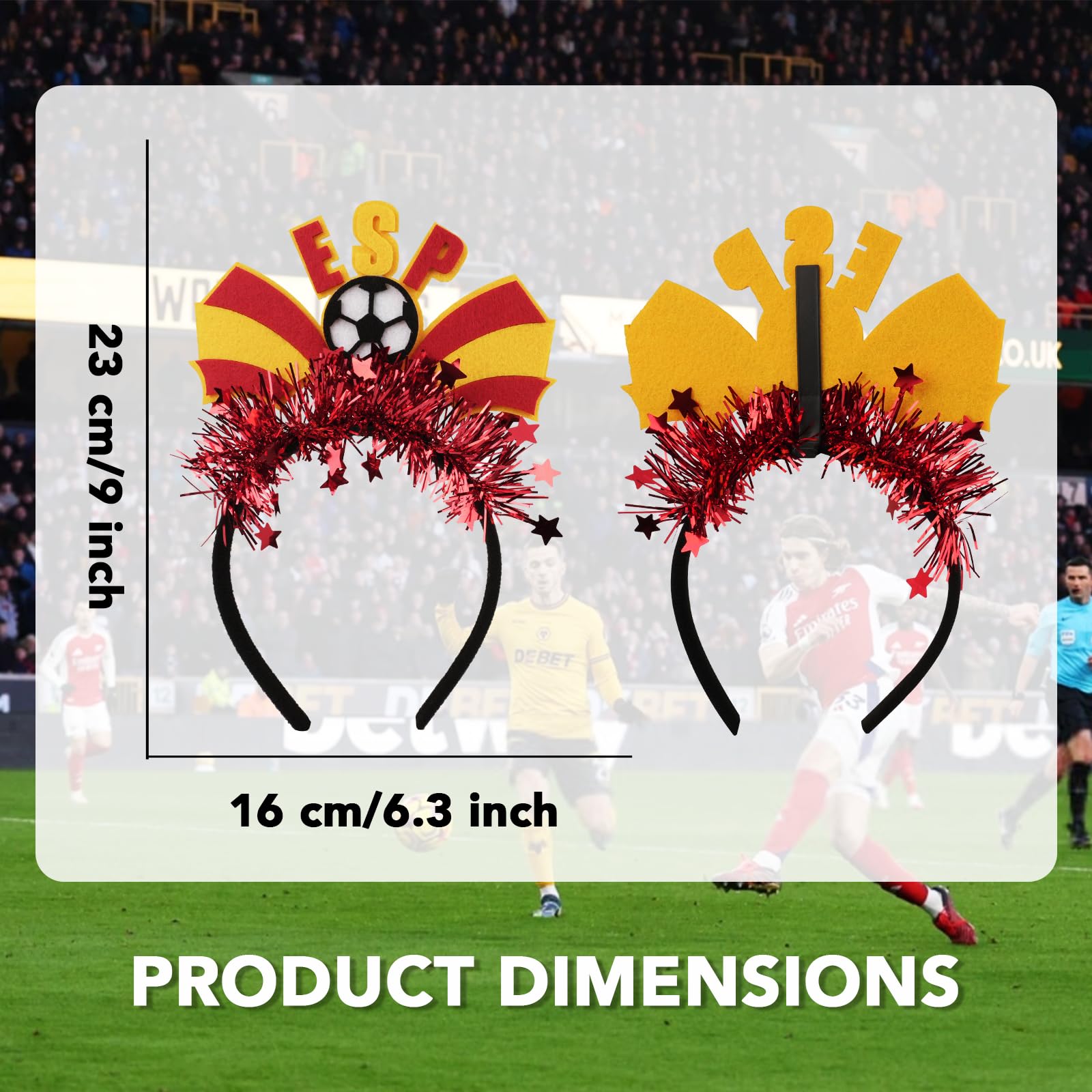 2026 World Soccer Match Party Hair Accessories Set, 5 Pack Glitter Flag Headbands (Canada/Argentina/Brazil/France/Spain), Soccer Football Fan Gear Hairband for Game Day, Soccer hair accessory - 3