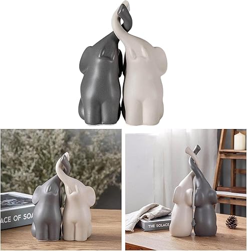 Miniatura 5 de Figuras de cerámica de elefante gris y blanco, arte de pie, artesanía para decoración del hogar, M