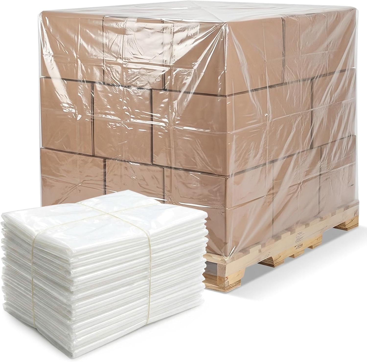 20 Pack Pallet Cover Tarps 48 x 48 x 60”, 4 Mil Pallet Covers Heavy Duty Waterproof Pallets Covers Bulk for Patio Furniture, Outdoor Protection and Pallets Storage, Clear