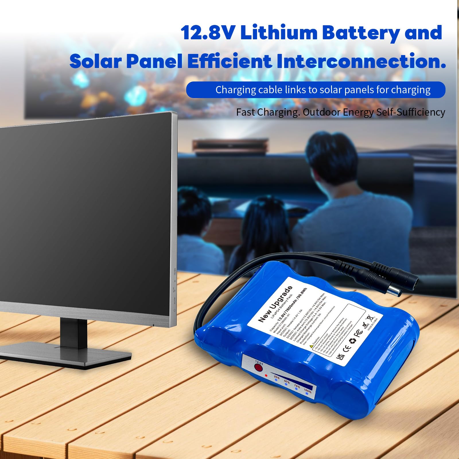 12.8V LiFePO4 Akkupack, 3000+ Zyklen Wiederaufladbare 12.8V 6Ah 99.84Wh Lithium Eisen Phosphat Batterie mit DC Ausgang für LED Streifen, CCTV Kamera, Router, DIY und mehr