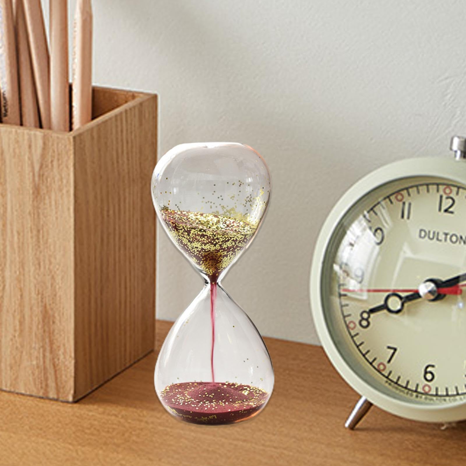 2 X Reloj de Arena con, Temporizador de Arena, Hogar, Hecho a Mano, Decoración de Mesa, Temporizador para Regalo de Cumpleaños, Familia, Niñ, 4 Piezas