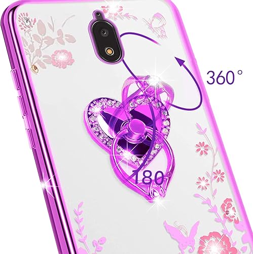 Miniatura 4 de KuDiNi Funda para teléfono Blu View 2, B130DL para mujer, funda protectora transparente transparente de TPU suave con purpurina de cristal suave con