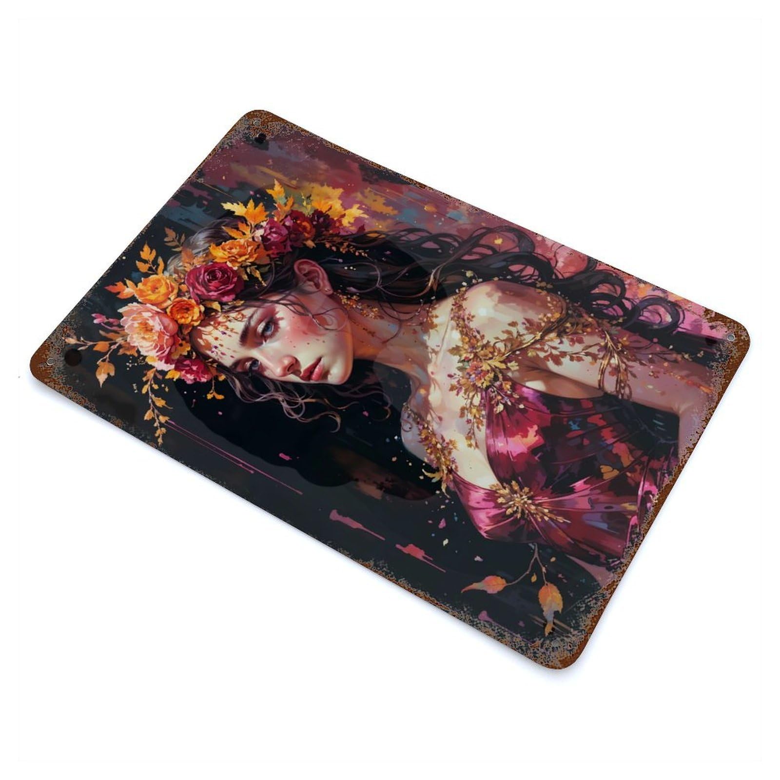 Garage Style Persephone Autumns Final Whisper Aged Metal Wall Plaque 11.8"x7.9", Decorative Metal Wall Art for Bar And Workshop
