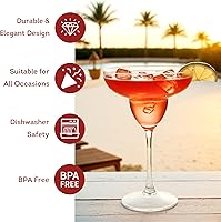 Vista 2 de Lily's Home Vasos irrompibles de Margarita de 10 onzas, juego de 4 unidades, plástico transparente inastillable, vasos reutilizables