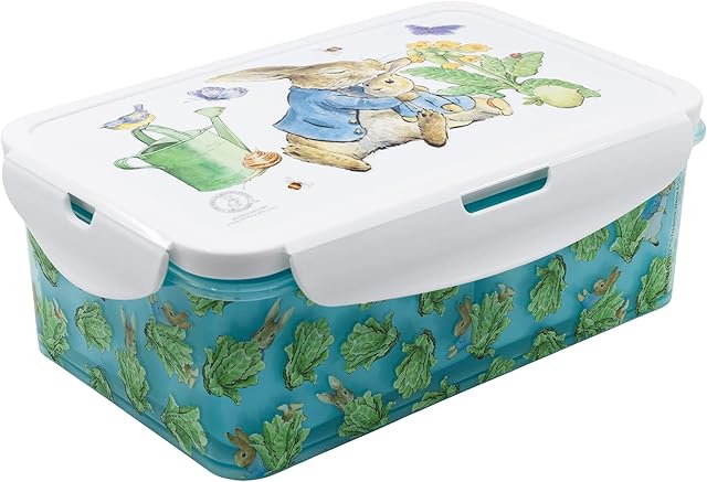 Peter Rabbit Kids Rectangular Lunch Bento Food Box Container with Removable Compartments 1190ml Leak Proof, BPA Free