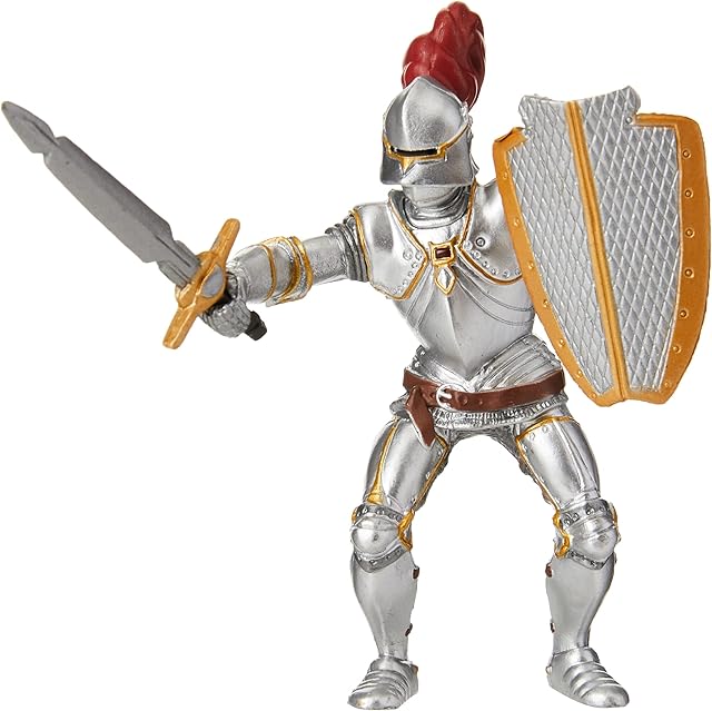 Papo 39244 Knight in Armour with red Feather Medieval-Fantasy Figurine, Multicolour