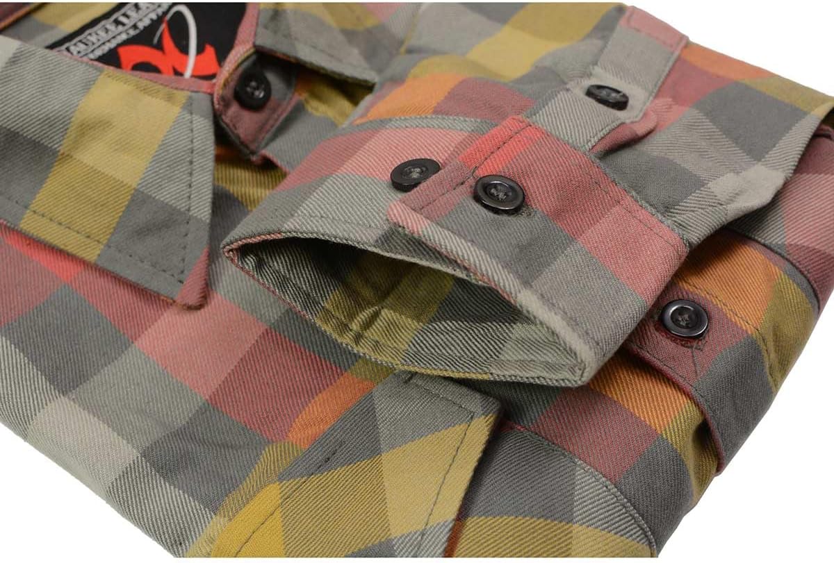 Milwaukee Leather MNG11661 Men's Gray and Red with Yellow Long Sleeve Cotton Flannel Shirt - Image 2
