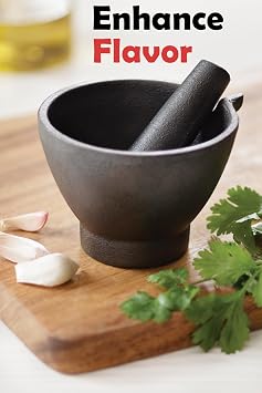Fox Run Mortar and Pestle, Cast Iron, Black