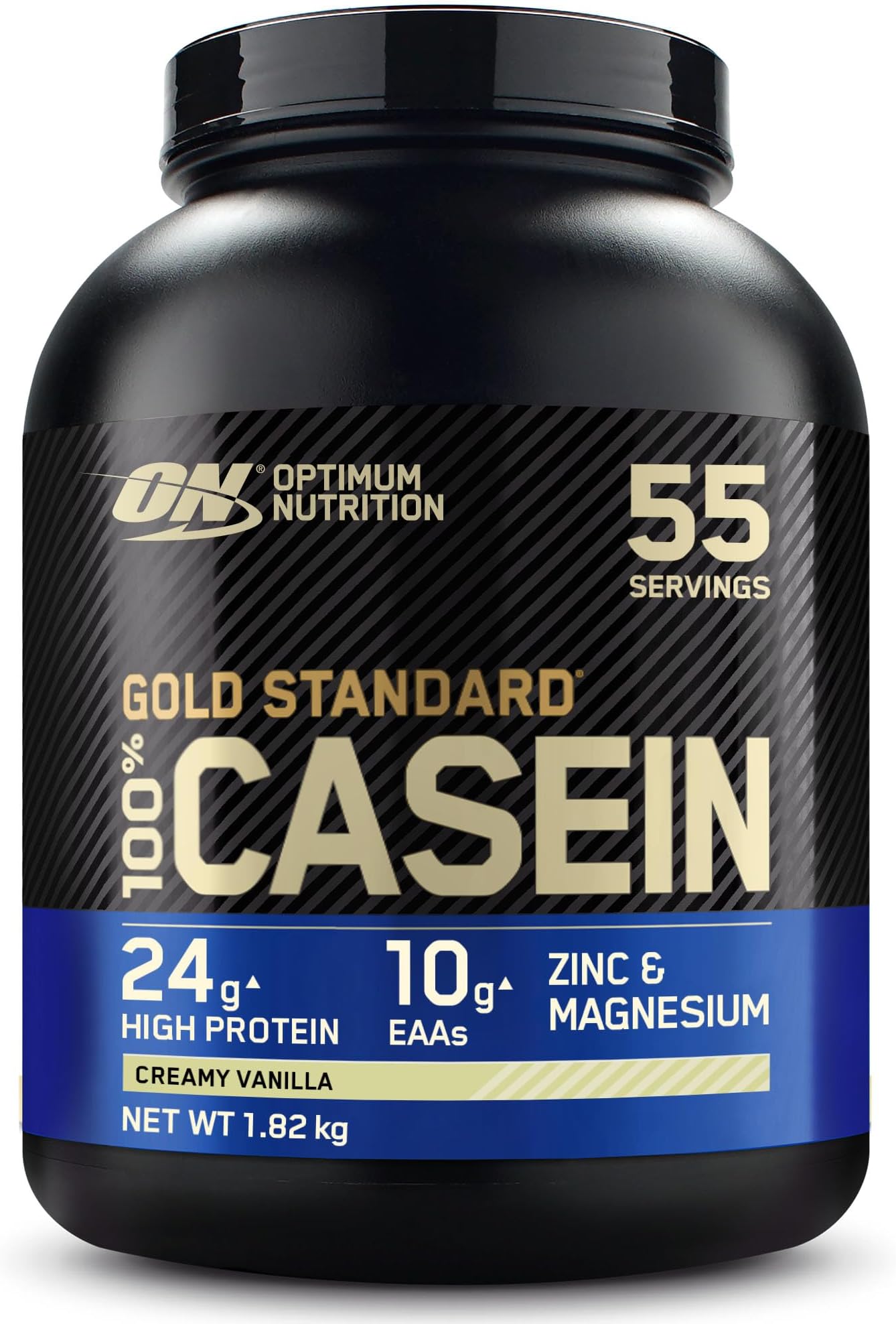 Optimum Nutrition Gold Standard 100% Casein Slow Digesting Protein Powder with Zinc, Magnesium and Amino Acids, Support Muscle Growth & Repair Overnight, Creamy Vanilla Flavour, 55 Servings, 1.82 kg