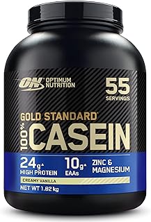 Gold Standard 100% Casein Slow Digesting Protein Powder with Zinc, Magnesium and Amino Acids, Support Muscle Growth & Repair Overnight, Creamy Vanilla Flavour, 55 Servings, 1.82 kg