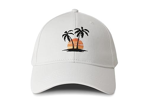 Hepandy Embroidered Palm Tree Hats for Men Women