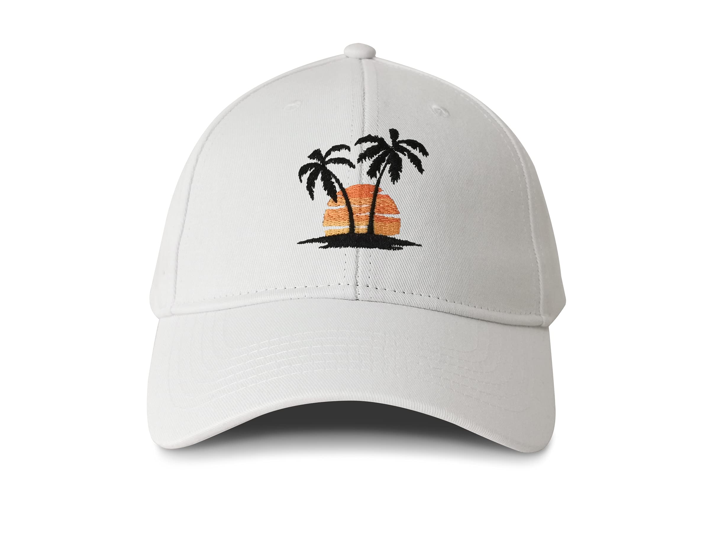 Sombreros de béisbol bordados con palmera para hombres y mujeres, Blanco (árbol negro)