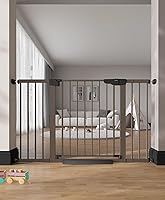 Vista 24 de Cumbor - Puerta de bebé extra alta de 36" de 29.7"-51.5", puerta de seguridad con cierre automático para escaleras, puerta para perros de paso fácil