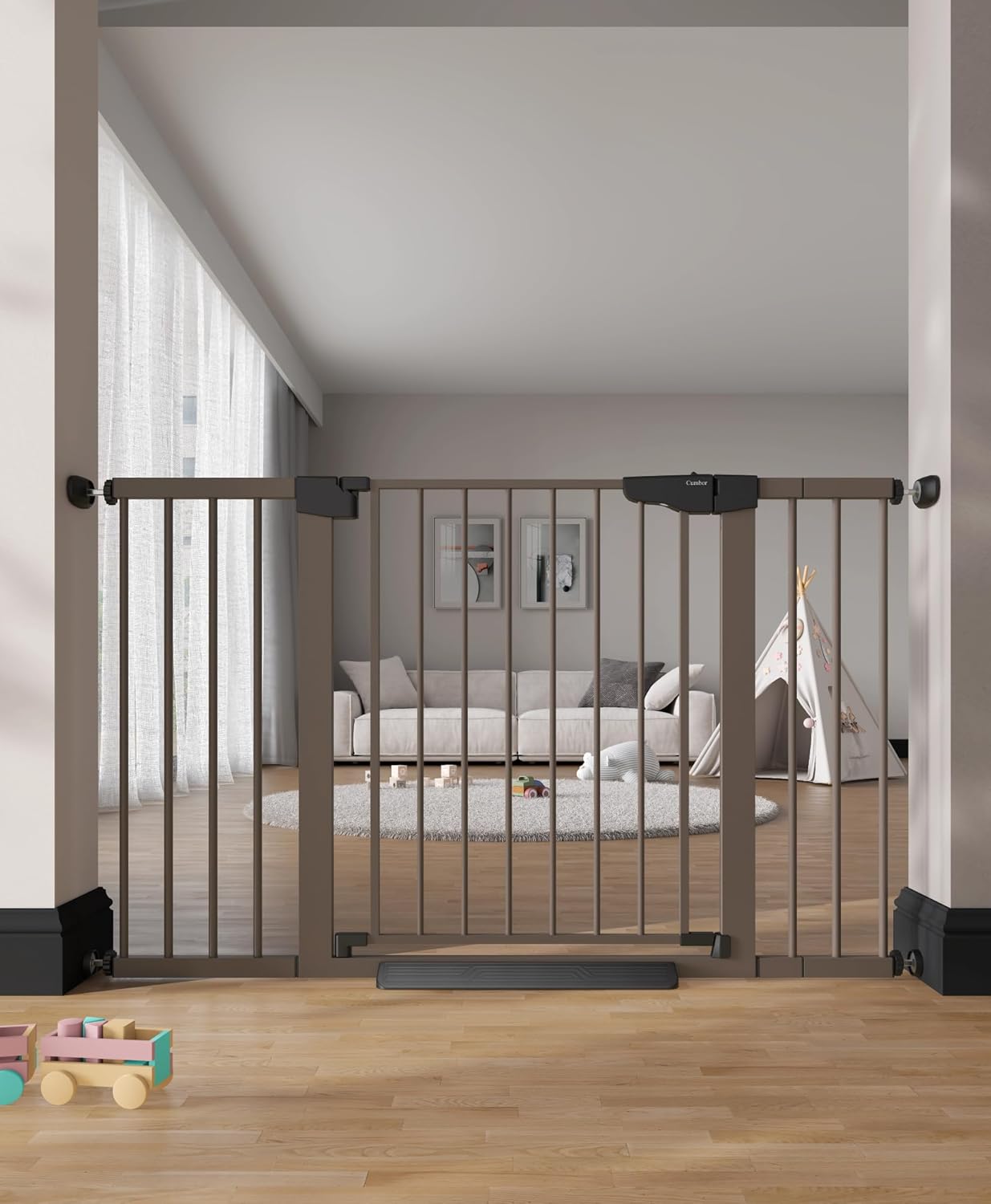 Cumbor 40.6" Wide Auto Close Baby Gate & Cumbor 51.5" Wide Dog Gate, Durable Child Gate for Stairs, Doorways, Easy Walk Thru Dog Gate for House for Doorways