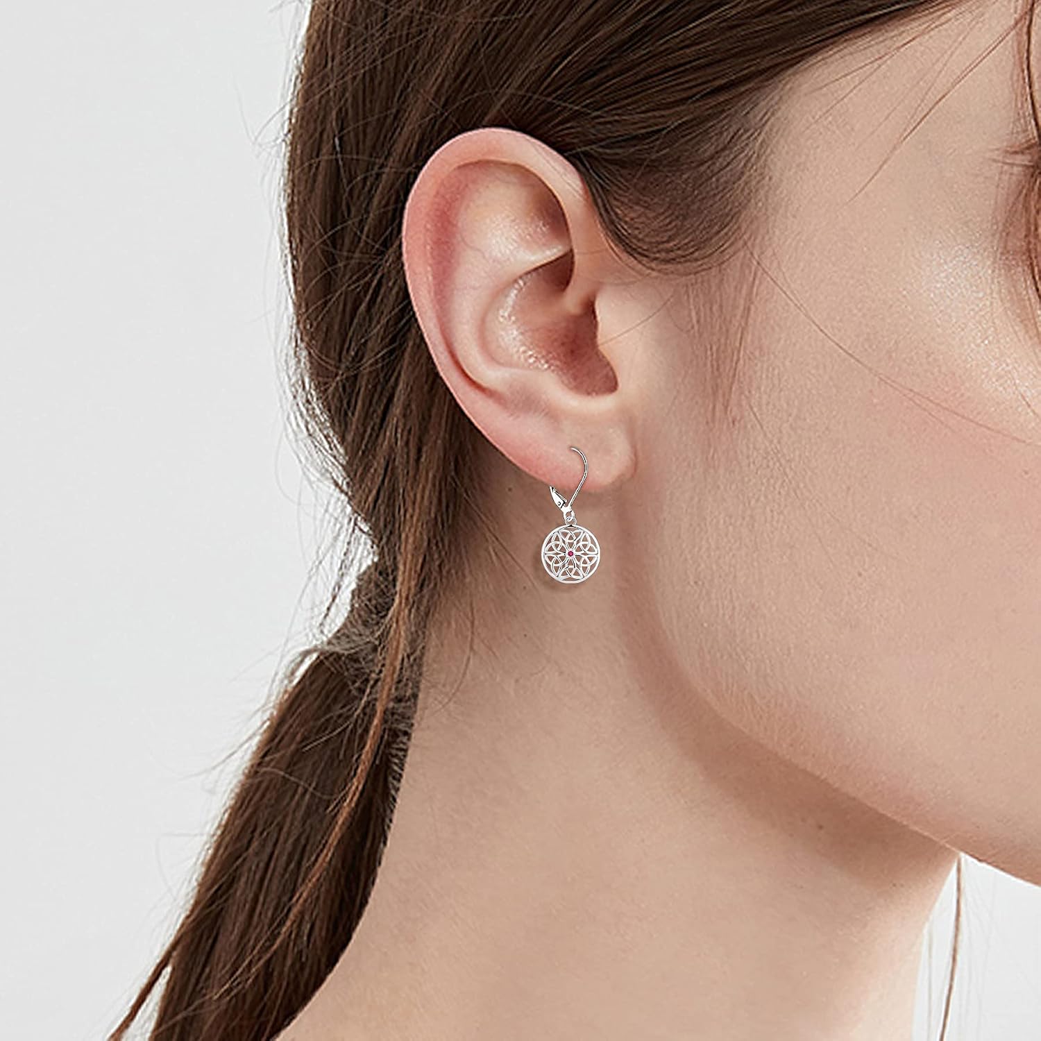 JO WISDOM Women Knot Earrings,925 Sterling Silver 3A Cubic Zirconia Irish Triquetra Celtic Knot Drop & Dangle Earrings with White Gold Plated