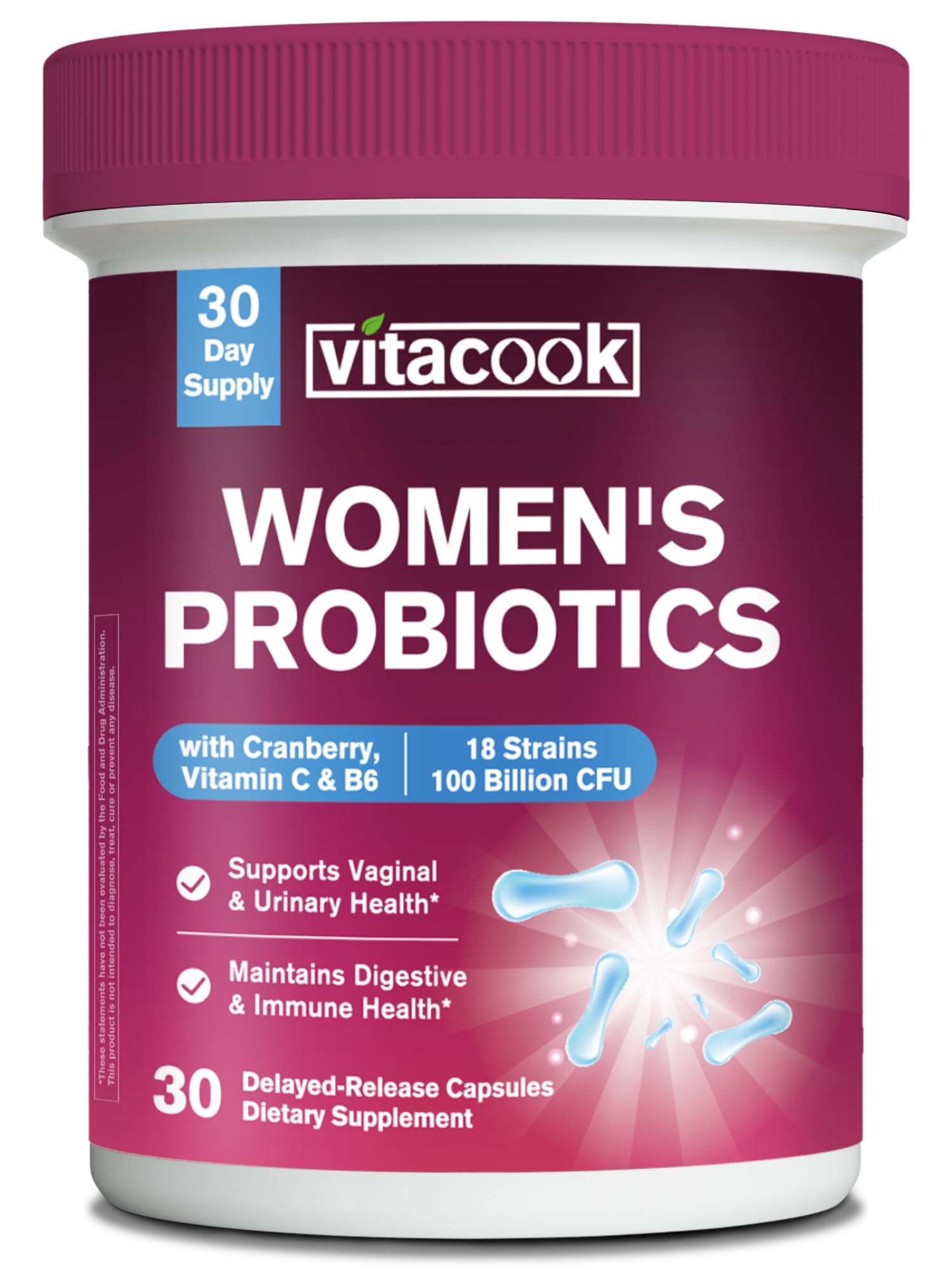 Women's Probiotics, 100 Billion CFU, 18 Strains, 30 Vegan Caps