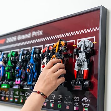 Display Frame Compatible with Lego F1 Speed Champions, 43.31x15.75 Inch Wall Mount Board, Holds 11 Formula Racing Models, F1 Car Display for Collection & Home Decoration (Excluding Models)