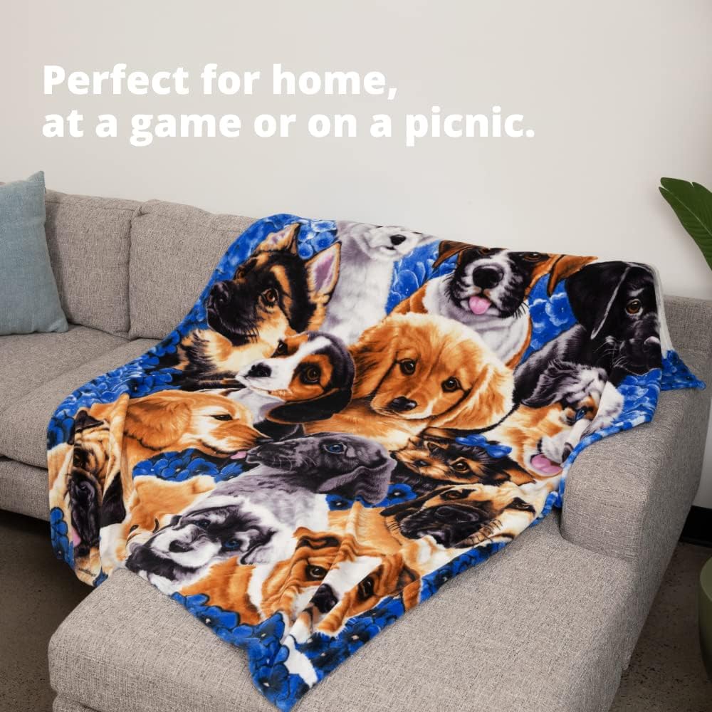Dawhud Direct Puppy Fleece Blanket for Bed, 50" x 60" Cute Fleece Throw Blanket for Girls, Women, Men and Kids - Super Soft Plush Dogs Blanket Throw Dog Lovers Fleece Throw Blanket with Dog Design