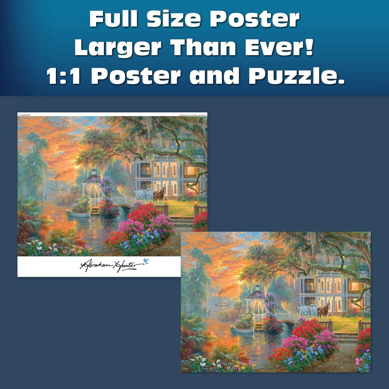 Buffalo Games - Sapphire Select - Abraham Hunter - Southern Charm - 1000 Piece Jigsaw Puzzle – Challenging & Fun – Blue Core Puzzle Board – Giftable Display Box - Full Size Poster Included