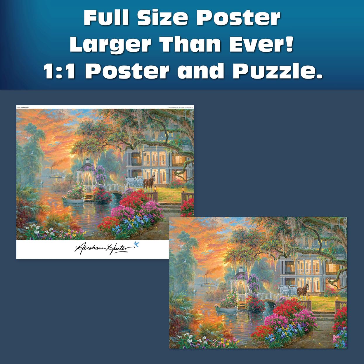 Buffalo Games - Sapphire Select - Abraham Hunter - Southern Charm - 1000 Piece Jigsaw Puzzle – Challenging & Fun – Blue Core Puzzle Board – Giftable Display Box - Full Size Poster Included