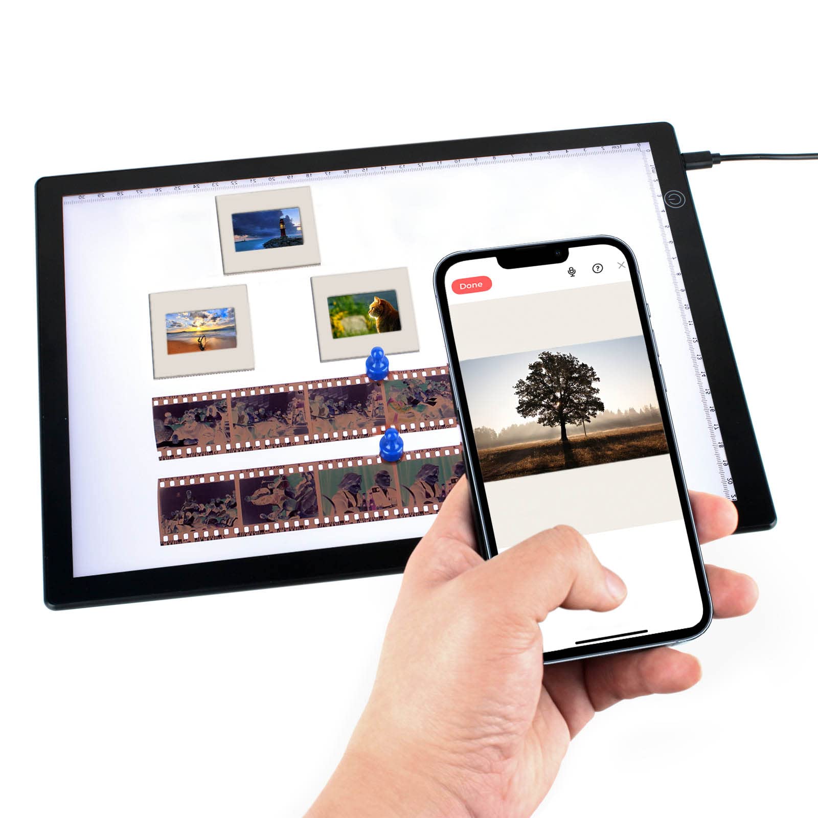 Dia Viewer Lightbox - Voor Scannen Van Dia's & Negatieven - A4 Formaat - USB-C Voeding - 3 Helderheidsniveaus