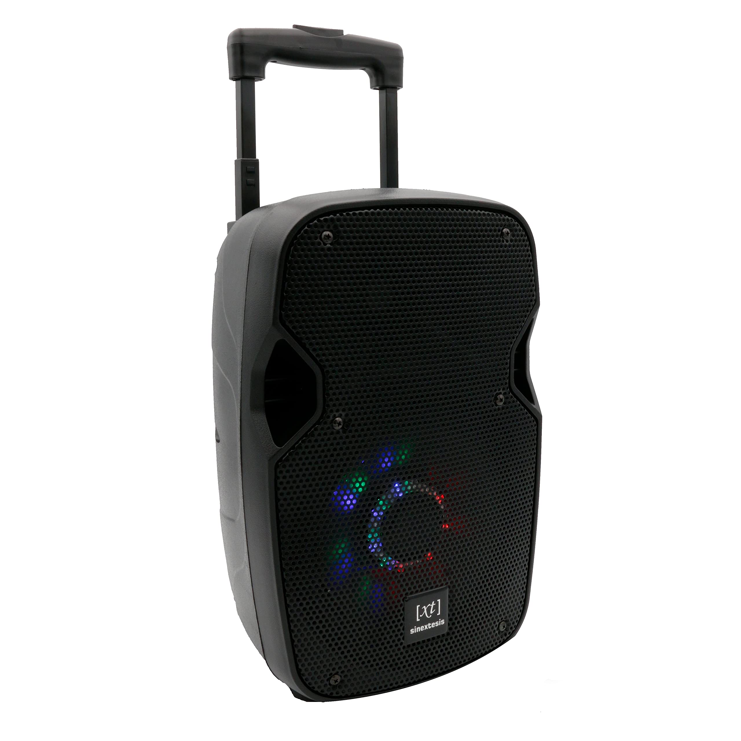Diffusore 8" Trolley Attivo Cassa Portatile Ricaricabile MP3, BlueTooth, USB, SD Card, Radio FM, 200W musicali con Radiomicrofono e illuminazione LED