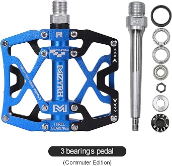 Mountain Bike Pedals, Ultra Strong Colorful CNC Machined 9/16 Cycling Sealed 3 Bearing Pedals