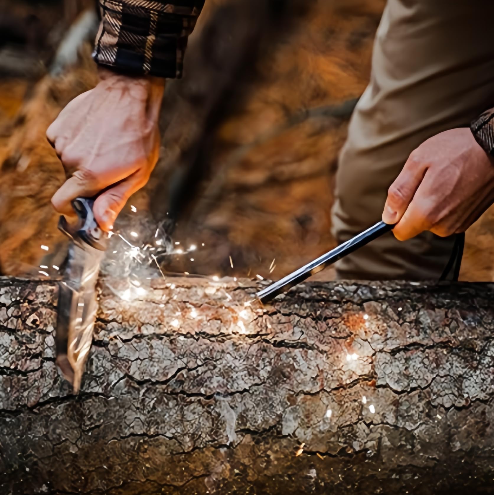 Outil Démarrage Feu Survie Allume-Feu Silex Acier Carbone – Fire Starter Survie, Camping, Randonnée, Chasse