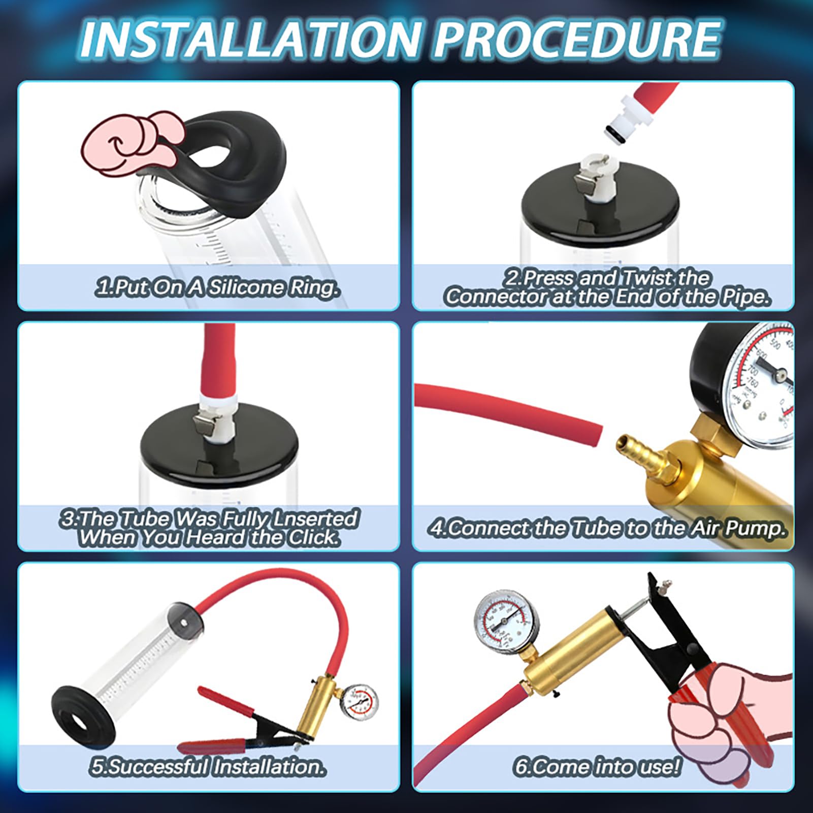 Pompes à vide pour pénis avec poignée et manomètre Pompe à pénis sex toys pour les hommes, Penis Pump Enlargement Extender Masturbation pour homme Cock extension (76mm)