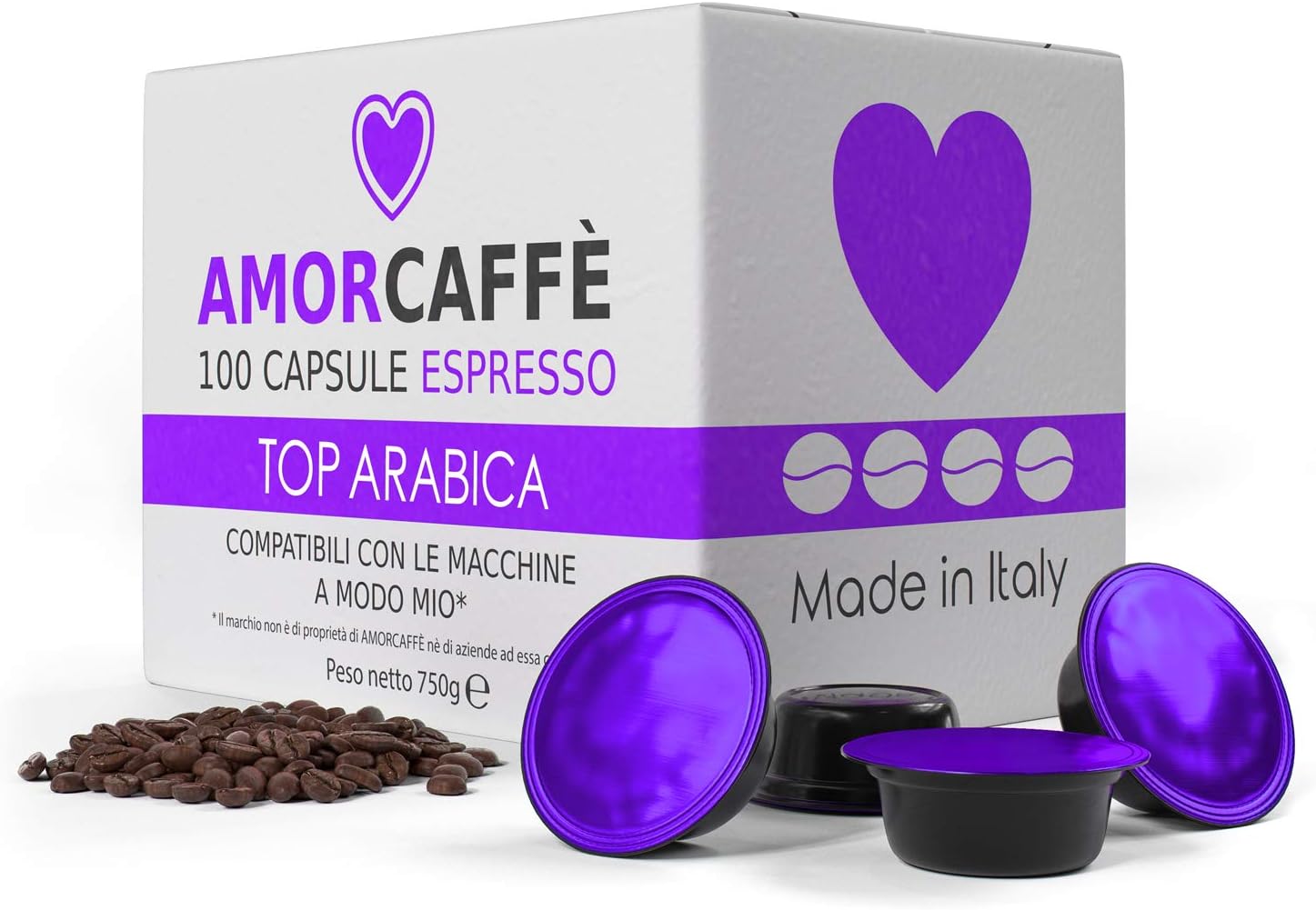 Amorcaffe 100 Coffee Capsules Pods Compatible with Lavazza A Modo Mio - Top Arabica taste - Slow Roast