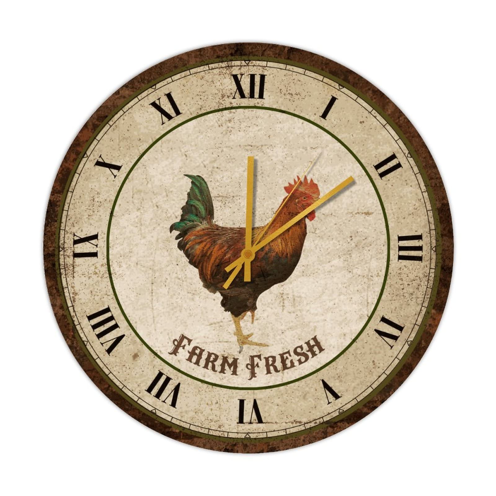 Horloge murale coq silencieuse sans tic-tac pour cuisine paisible