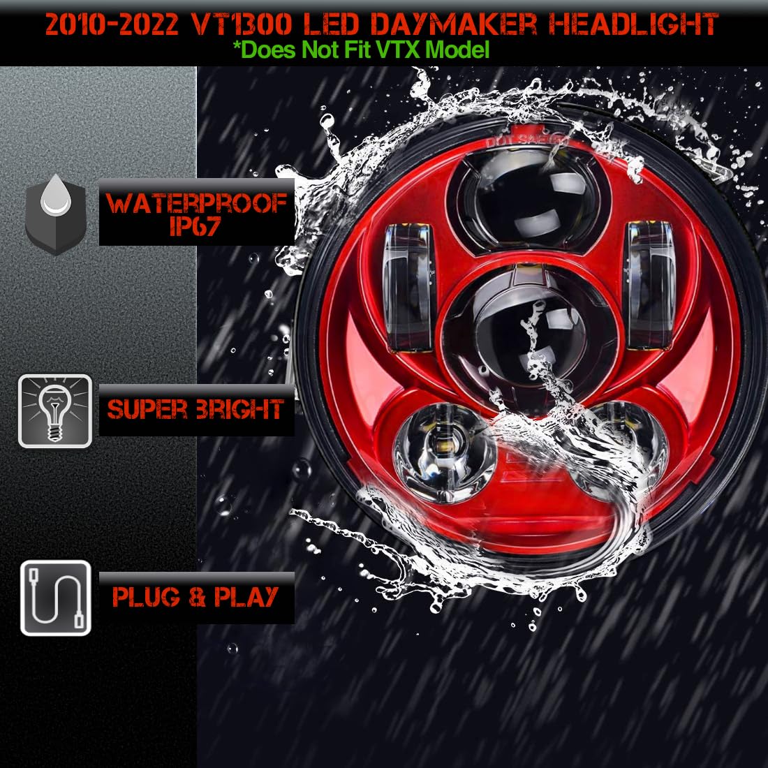 Amazon.com: SLK-Lights VT1300 Fury Daymaker LED Headlight 5 3/4in
