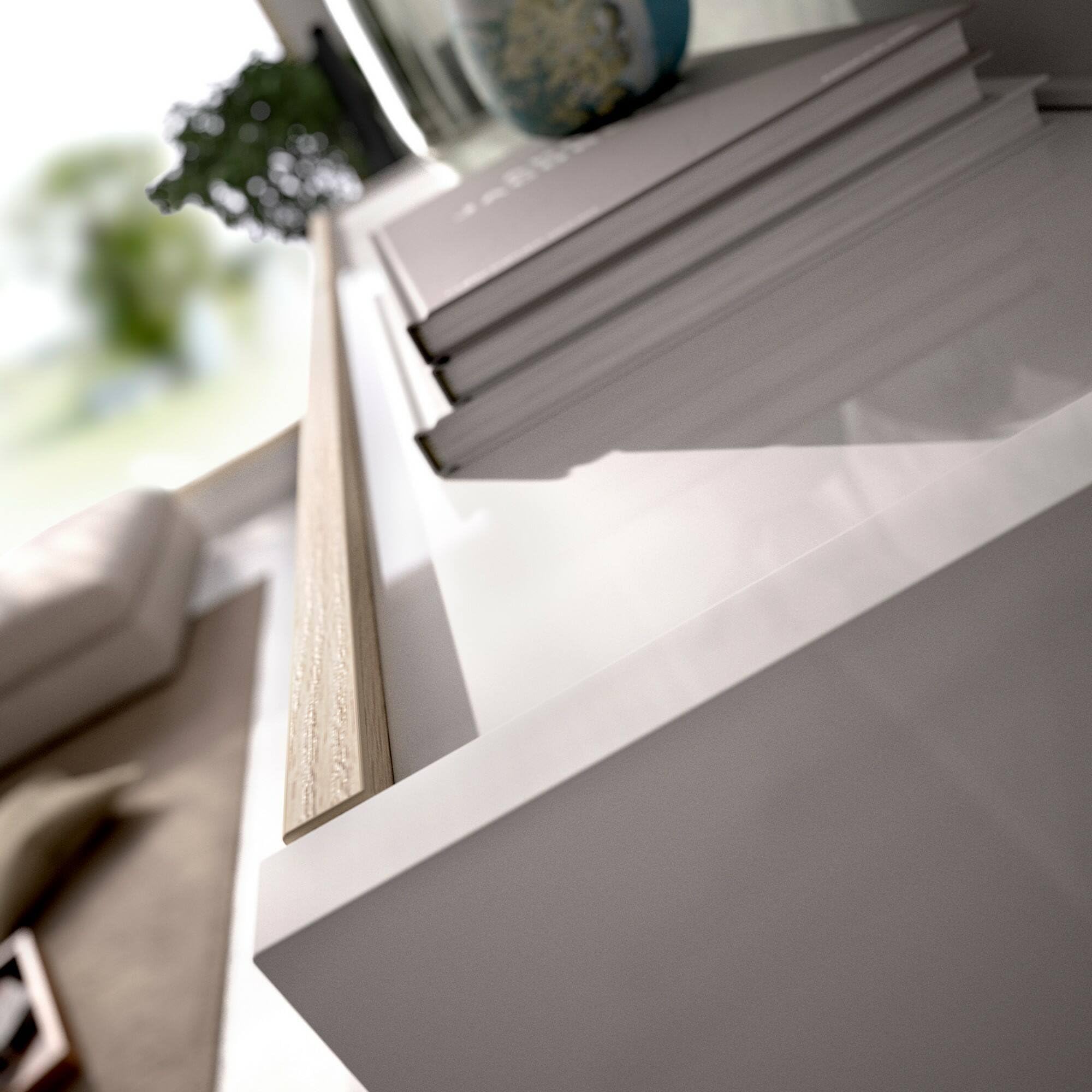 Dmora Parete Attrezzata Adams 41x260x180h cm Marrone Rovere 9 Ripiani Modulabile, Apertura Battente e a Ribalta