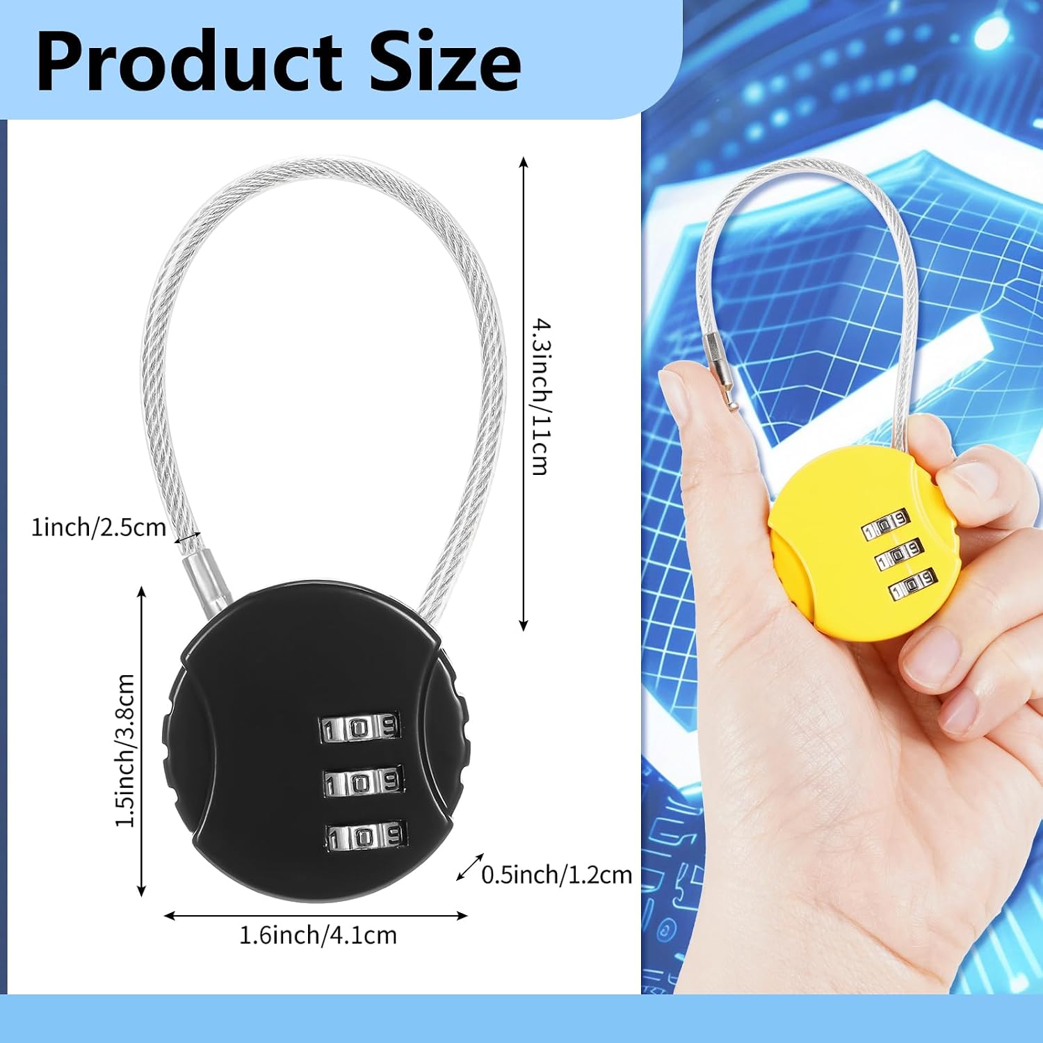Moxweyeni 16 Pack Combination Wire Lock 3 Digit Small Combo Luggage Number Cable Padlock Outdoor Waterproof Resettable Lock for School Gym Locker Travel Backpack Suitcase Storage (Assorted Color)