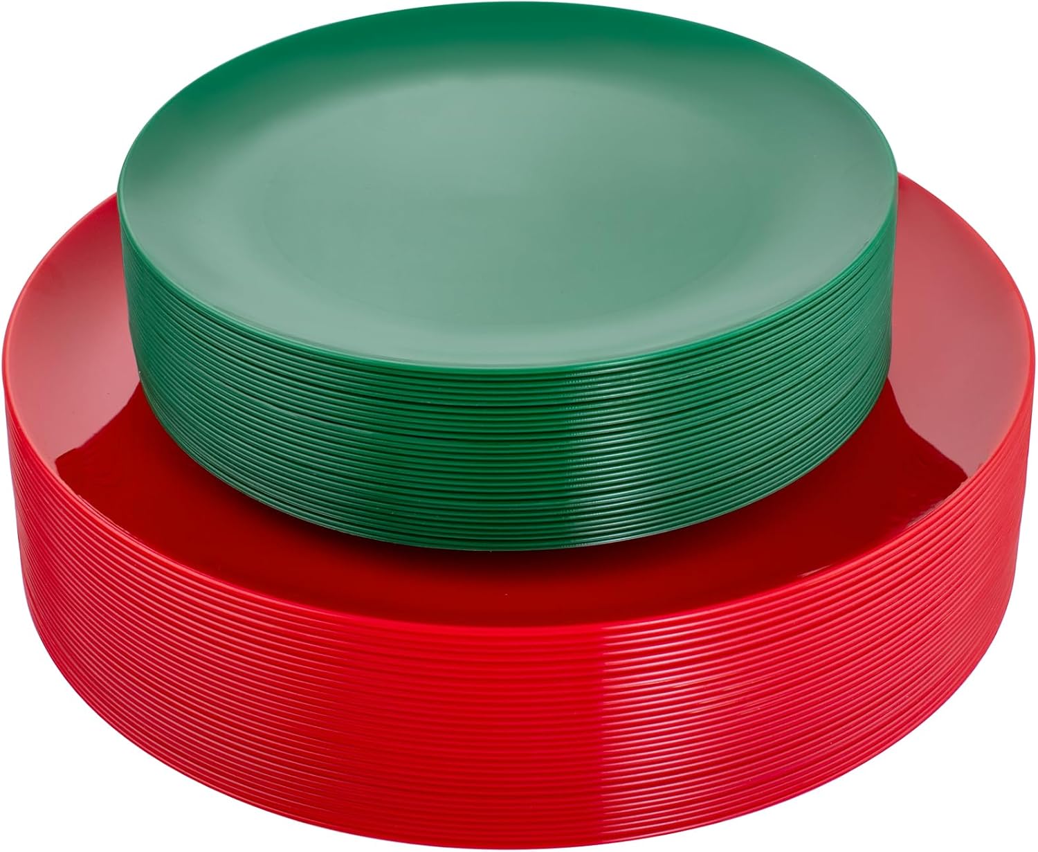 KIRE 60Pieces Christmas Plastic Plates Disposable Green