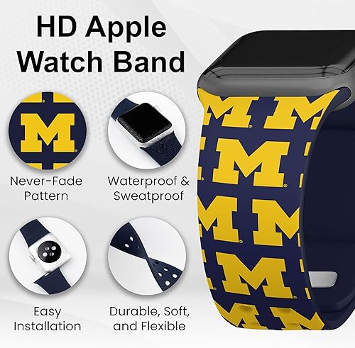 Vista 16 de Affinity Bands Correa de reloj HD de Michigan Wolverines compatible con Apple Watch