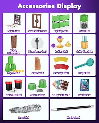 Miniatura 5 de Kit mágico para niños, más de 300 trucos de magia, juguete perfecto para niños y niñas, juego de magos con manual de instrucciones y video para