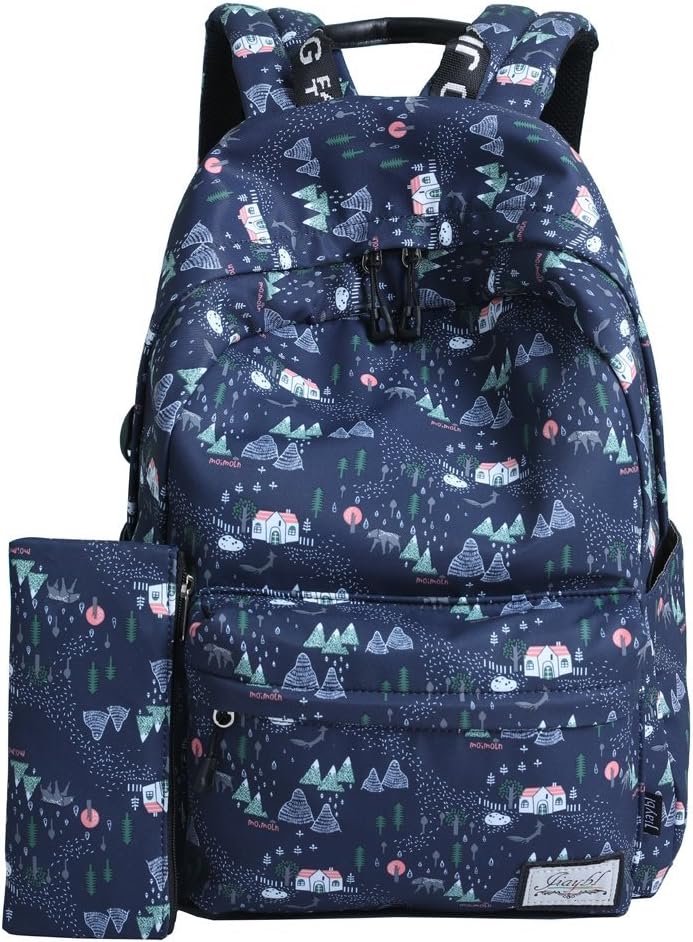 Mocha weir JIAYBL Laptop Backpack College Shoulders Bags Children School Book Bags Girls Travel Canvas Backpack (Blue House)