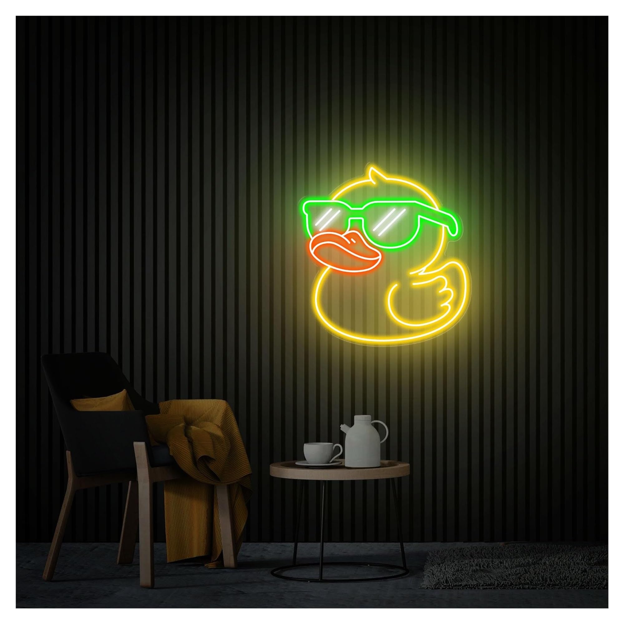 RONGCH Hanging Art Signs Glasses Duck Neon Sign,Suitable for Home Party Decor with Dimmable 14.96inx15.75in(D)