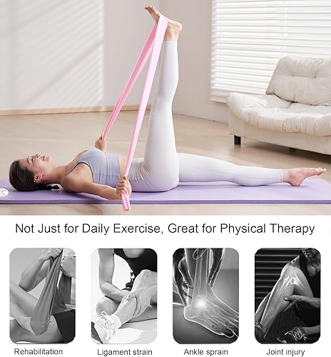 Miniatura 6 de Bandas de resistencia, bandas elásticas sin látex de 6.5 pies de largo, bandas de ejercicio para terapia física, yoga, pilates, rehabilitación,