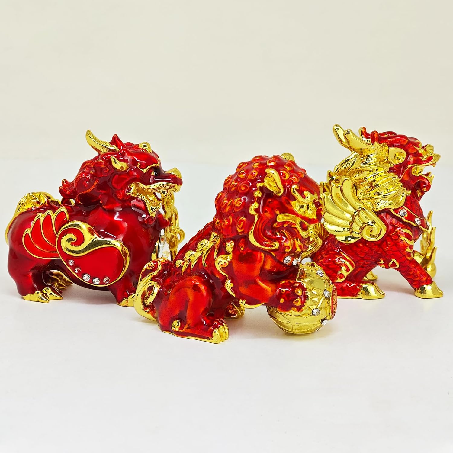Fengshuibringluck Feng Shui 3 Celestial Guardians with Ksiddigarbha's Implements Ward Off Evil Good Luck Statue Home Decor